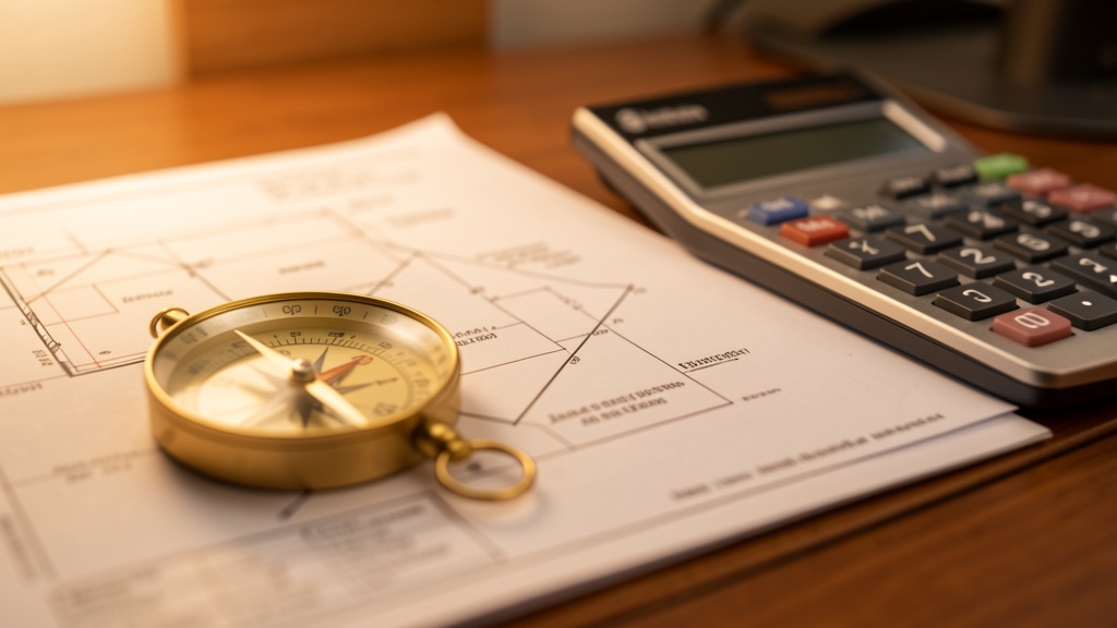 Reviewing a land survey plat map while preparing a cash offer